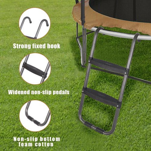 SCXinnkeer Trampoline Ladder 2-Steps, Trampoline Steps with Wide Steps, Skid-Proof Steps Universal Hook, UV Treated Steel, 14FT Trampoline Stairs Accessories for Kids/Children, 220Lbs Capacity