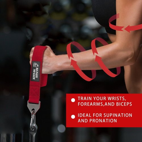 Arm Wrestling Handle ??Right/Left Hand Version ??Pro Ergonomic Grip with TPE Coating ??Stainless Steel Webbing Connector ??Pulley Attachment for Biceps & Wrist Strength