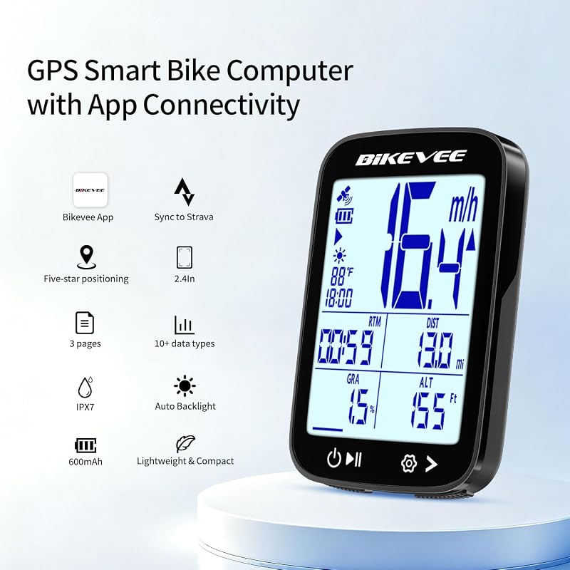 Wireless GPS Bike Computer with Bluetooth App – 2.4" Display, 28H Battery