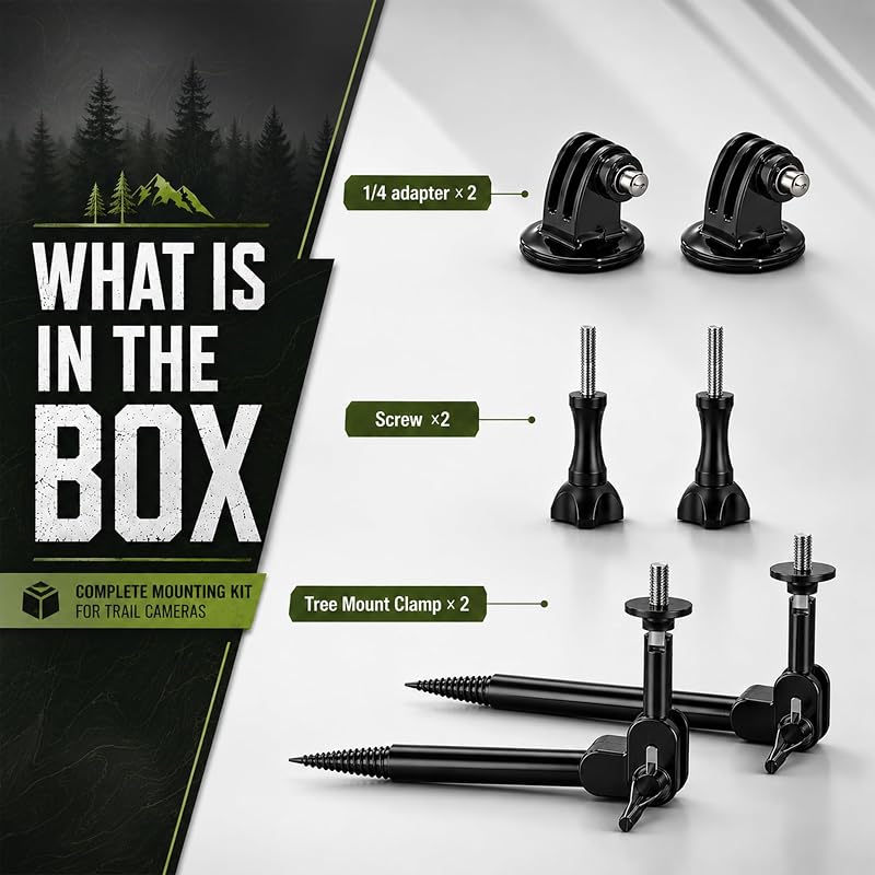 Nuobake Trail Camera Mount 2-Pack, Screw-In Tree Mounts for 1/4-20 Cameras & Accessories