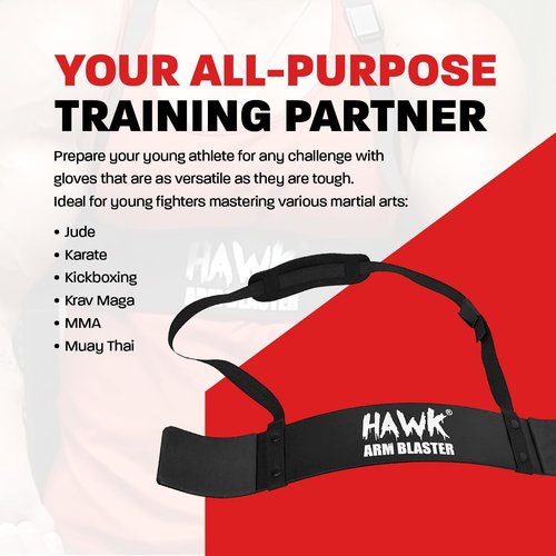 Hawk Sports Arm Blaster for Biceps & Triceps, Heavy Duty Aluminum with Thick Neoprene Padding for Neck Support, Adjustable Straps for Weightlifting & Bodybuilding, Portable Arm Workout Equipment