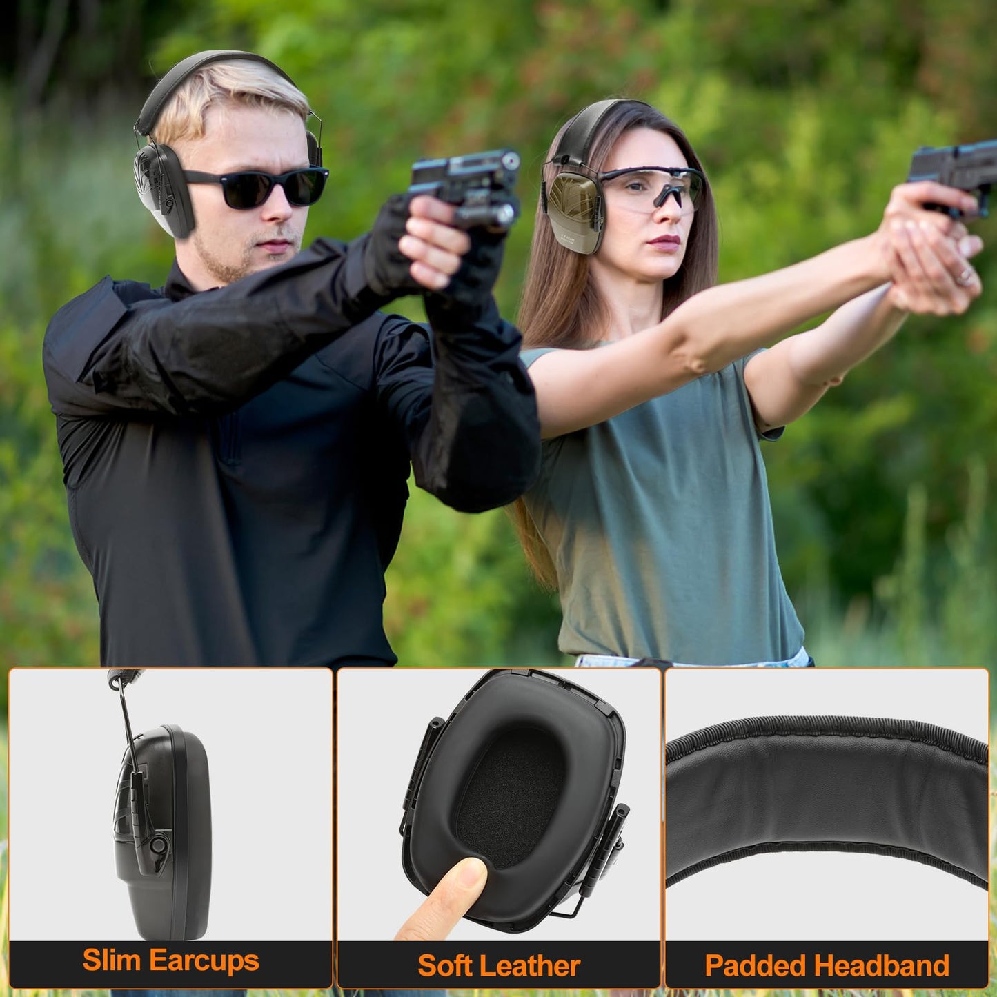 2 Pack Shooting Ear Protection Earmuffs, SNR 32dB Ear Protection for Gun Range，Hearing Protection for Shooters, Shooting Ear Protection Ear Muffs for Noise Reduction for Shooting Range/Mowing