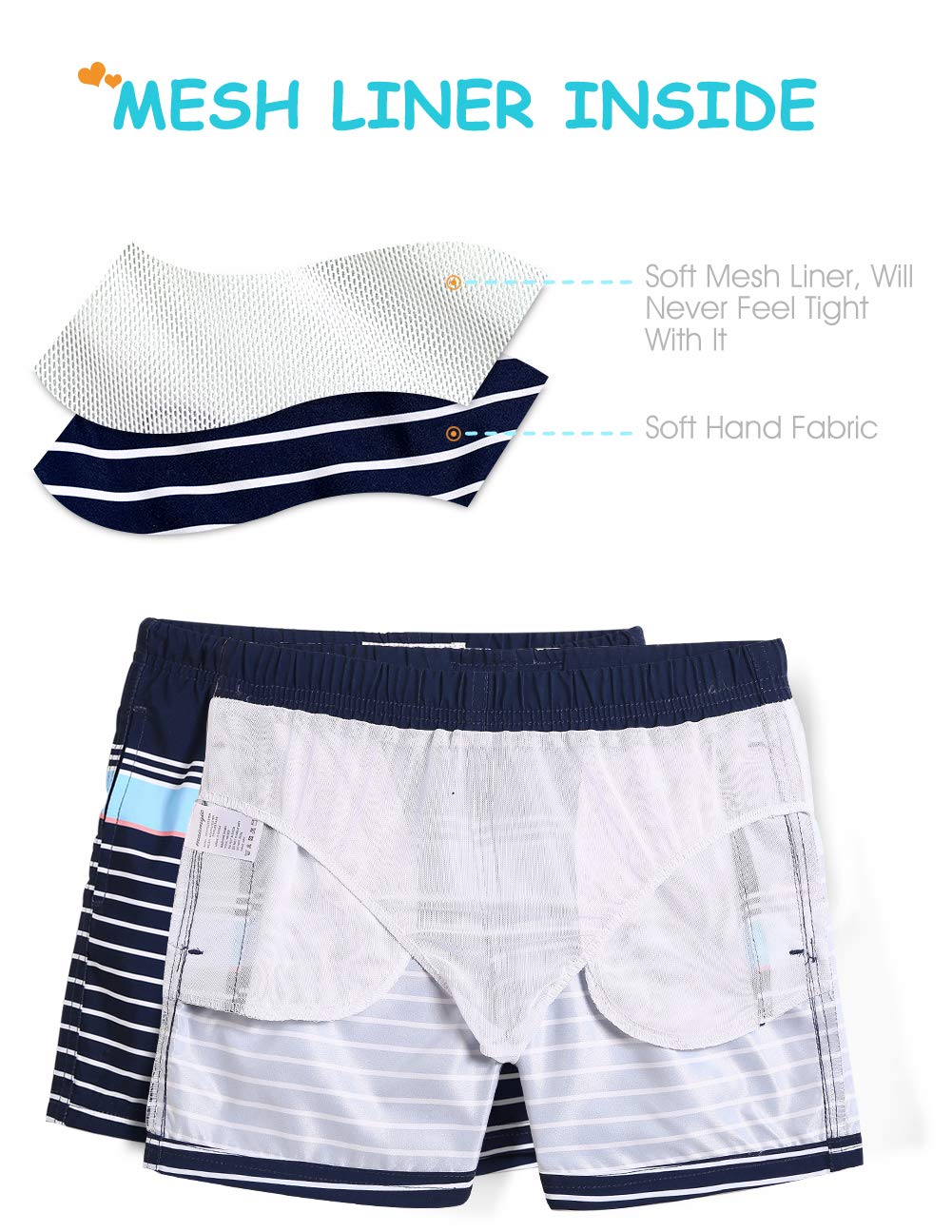 maamgic Boys Swim Trunks Toddler Swim Shorts Little Boys Bathing Suit Swimsuit Toddler Boy Swimwear,Striped-Navy Blue,3 T