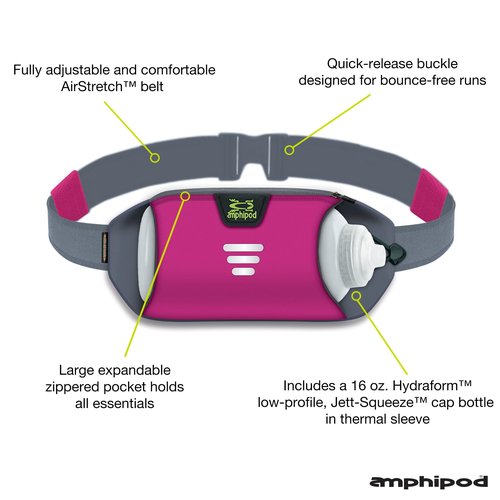 Amphipod Stealth Runner Bottle Back, Storage & Hydration Belt, 5K/10K, Endurance & Ultra Running, Men & Women (16 oz.) - Punch - 16 oz