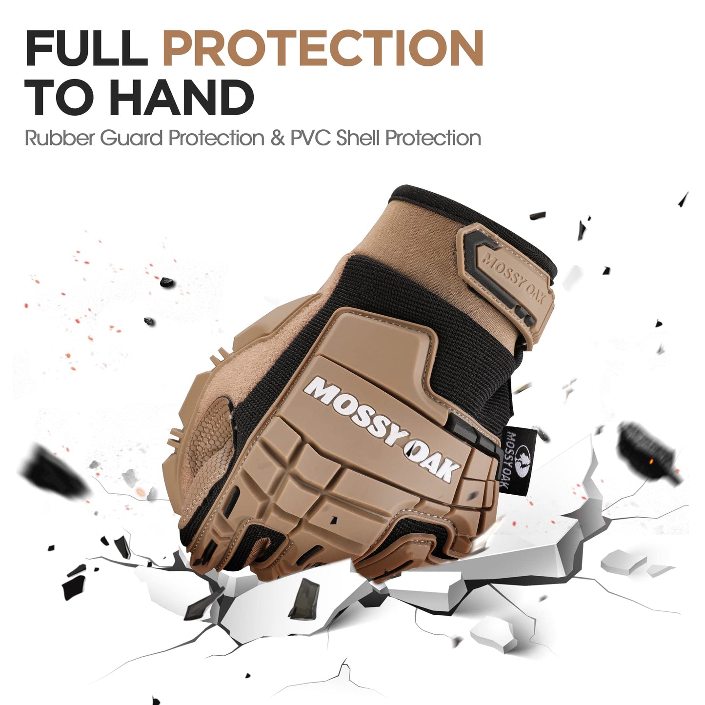 Mossy Oak Men's Touchscreen Motorcycle Gloves - Tactical, Airsoft, Cycling, Hiking, Hunting Gloves with Rubber Guard
