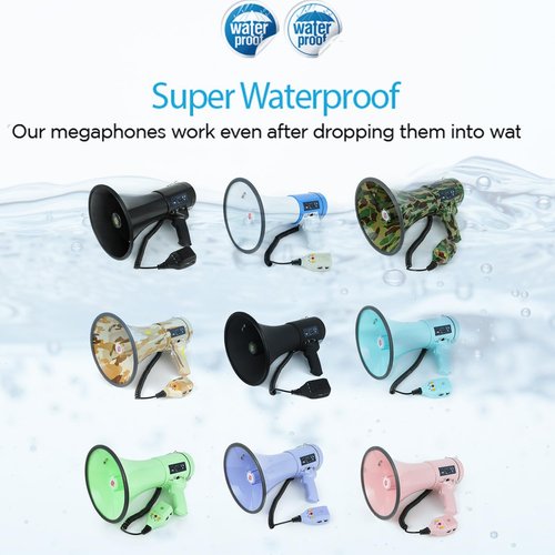 Roar of Lion Bullhorn Megaphone with Siren & Volume Control/Recorder - Waterproof 25W Reliable and Consistent Performance, 240-sec Voice Recording with Maximum Range 1312Yards, (Black/White)