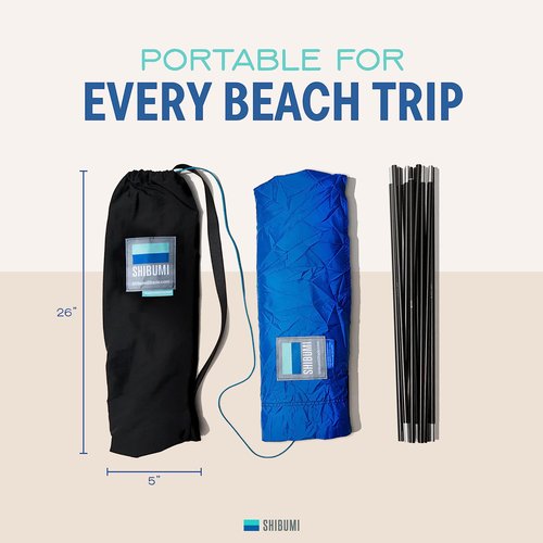 Shibumi Shade®, World's Best Beach Shade, The Original Wind-Powered® Beach Canopy, Provides 150 Sq. Ft. of Shade, Compact & Easy to Carry, Sets up in 3 Minutes, Wind Assist Included