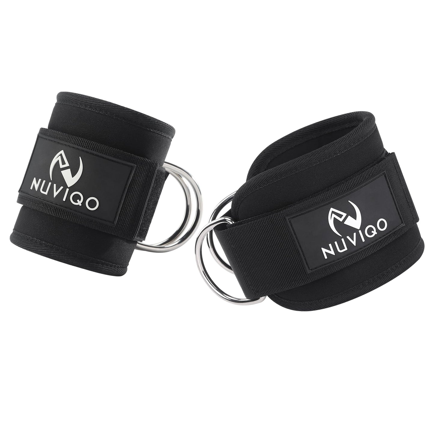 Nuviqo Ankle Straps for Cable Machines (Pair) with D-Ring Attachment - Fully Adjustable - for Legs, Glutes, Hips and Abs Workout
