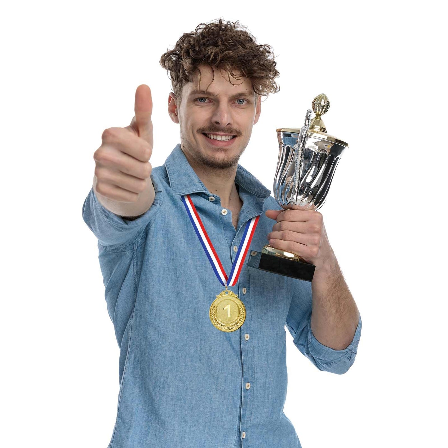 24 PCS Gold Silver Bronze Award Medals with Ribbons ，Victor Medals for 1st 2nd 3rd，Medals for Awards Prepared to Sports Competitions Party Olympic Decorations and Olympic Style 2 Inches