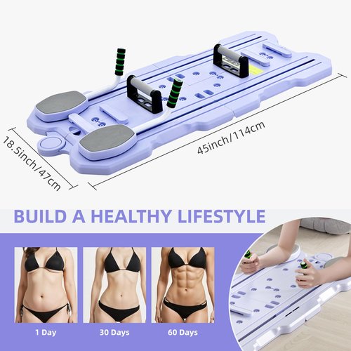 Pilates Board - Pilates Reformer Set, Multifunctional Portable and Foldable Pilates Reformers Machine for Home Workout, 5 in 1 Pilates Board with 150 Pound Tension Rope