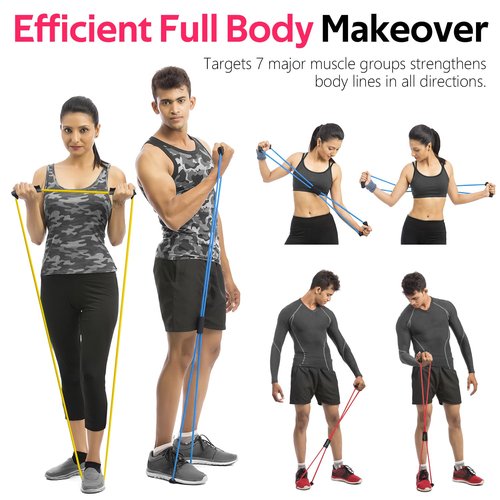 RENRANRING Figure 8 Fitness Resistance Bands with Handles - Exercise Tube Band Set of 3 for Arm and Shoulder Stretch, Rope 8 Word Elastic for Women and Men