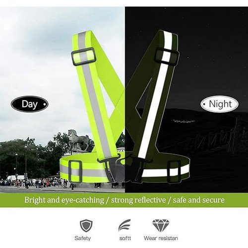 Reflective Running Vest, High Visibility Safety Vest,Adjustable Reflective Gear for Night Jogging/Biking/Walking/Running (Green)