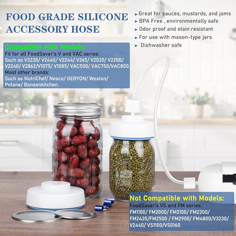 Mason Jar Vacuum Sealer Kit with Manual Pump & Lid Opener for Wide & Regular Mouth Jars