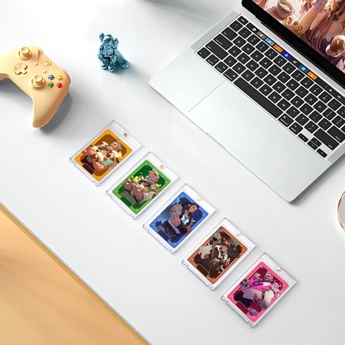 WISYOK 60 Pcs Magnetic Card Holder, 35pt Ultra Pro One Touch Card Holder, UV Card Protectors Hard Plastic for Sports Cards, Magnet Case, Trading Card Display