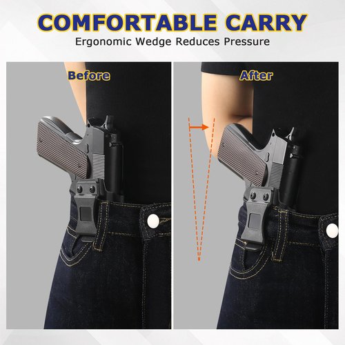 AurMirai Holster Wedge for IWB Carry | Ergonomic 0.8" Foam Pad for Kydex & IWB Holsters | Sweatproof Concealed Carry Kit with Secure Fit (Black)