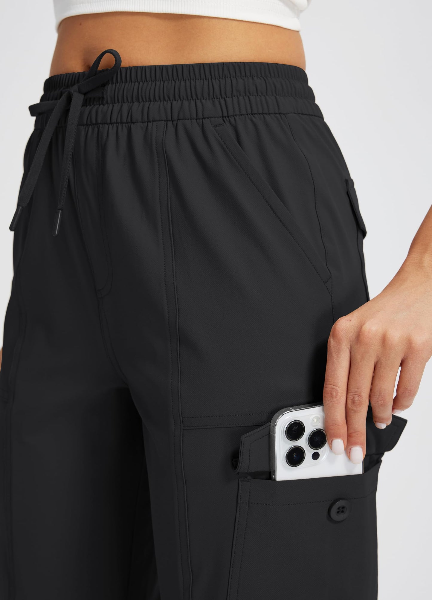 Libin Women's Capri Pants Cargo Capris Hiking Pants, Black L
