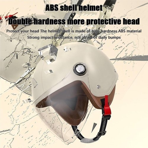 Retro Vespa 3/4 Motorcycle Half Helmets,DOT Approved Vintage Scooter Dirt-Bike Go-Kart Moped Electric Bicycle Light Quick Buckle Open Face ATV Helmet for Adult Men Women(White)