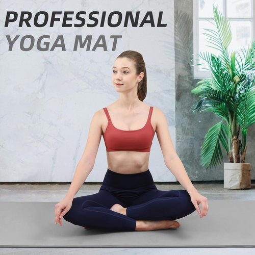Extra Wide Yoga Mat 66cm & 8mm thick Exercise mat, Soft Lightweight POE Fitness Mat with strap, High Elasticity, Anti-fatigue for Women, Yoga, Camping, Travel, Gym & Outdoor | 72"x26" x0.31”(Gray)
