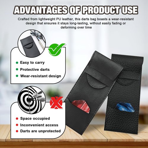 Eastrpupira Pu Leather Darts Bag, Target Dart Case, Dartboard Storage Bag Accessories Organizer for Home, Traveling, Outdoor
