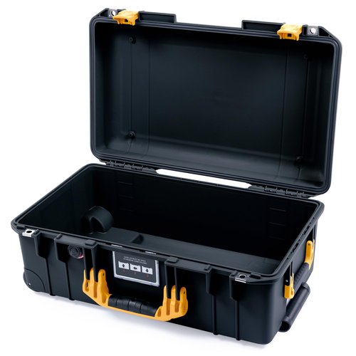 Pelican Air 1535 Carry-on Case by ColorCase - Black - Medium Size Waterproof Case (Case Only) - Yellow Handles & Latches, 015350-0000-110-241