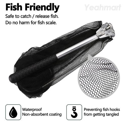 Yeahmart Fishing Net Minnow Nets with Aluminum Collapsible Telescopic Fishing Pole Handle and Nylon Mesh, Small Fishing Landing Net for Saltwater Freshwater, Extends to 21 inch (Fixed Handle)