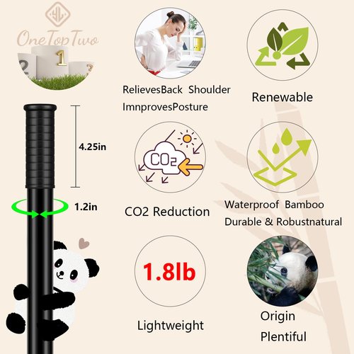 Yoga Stick Bamboo 5ft Long with Soft Ends-Stretching Stick-Workout Stick Exercise Bar-Pilates Stick-Balance Fitness Stick-Yoga Dowel Rod Shoulder Movement- Physiotherapy Stick-Posture Corrector Stick