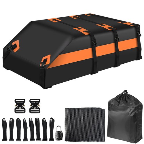 Car Rooftop Cargo Carrier Bag - 21 Cubic Feet 100% Waterproof Car Roof Cargo Bag - Heavy Duty 900D Car Roof Bag Adopt Streamlined Design,Steel Lock Catch, Fits All Vehicle with/Without Racks