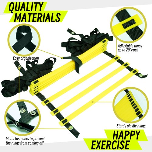 Tubsalah 20ft Adjustable Agility Ladder with Carry Bag – Football Training Equipment & Speed Ladder for Soccer, Basketball – Agility Training Equipment for Footwork Drills