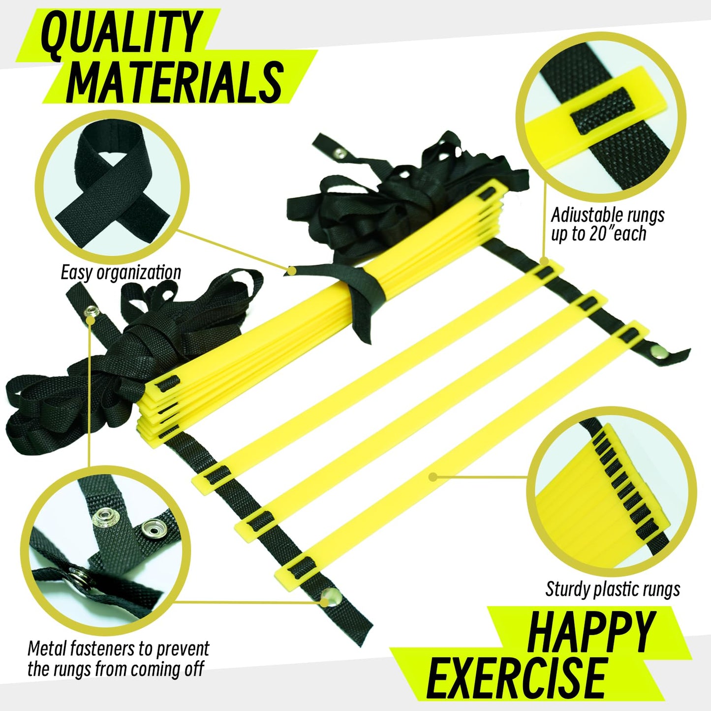 Tubsalah 20ft Adjustable Agility Ladder with Carry Bag