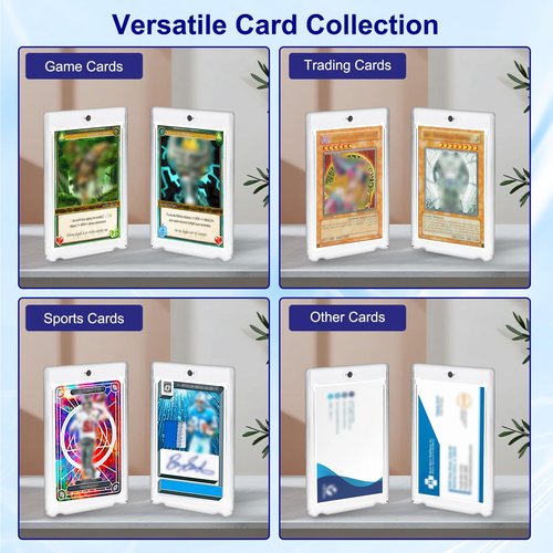 Magnetic Card Holder for Trading Cards - 10 Pack, 35pt One Touch Card Protectors Hard Plastic, Clear Card Sleeves Display Case for Game, Baseball Sports Cards