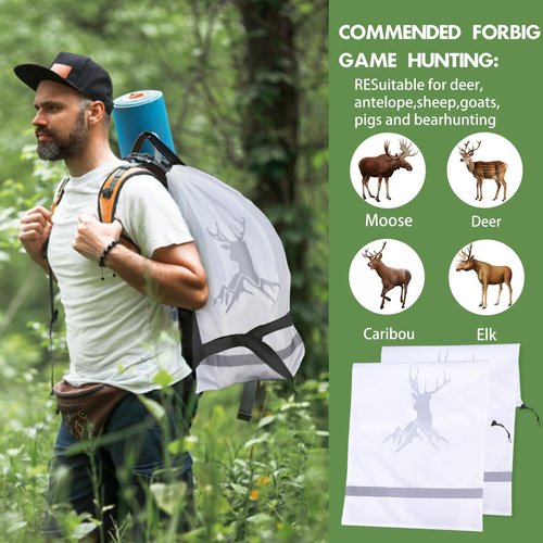 TheClouds 12 Pack for Hunting,Hunting Game Bags with Reflective Strips,Reusable Waterproof Caribou Game Bag 20" x 30" -Big Game Bag for Elk Caribou Deer Moose
