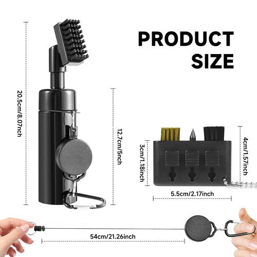 Each Cool Golf Club Cleaner Brush Kit ??3-in-1 Groove Brush & Anti-Leak Water Bottle with Retractable Clip ??Golf Club Cleaning Kit for Men?™s Golf Bag Gear & Club Maintenance