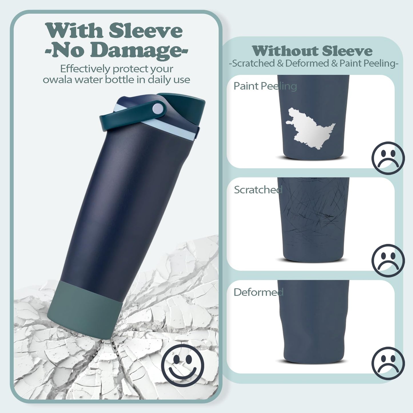 Kaitiaki 2PCS Silicone Boots for Owala 30oz & 40oz FreeSip Sway Bottles & Tumblers – Non-Slip, Scratch-Resistant, Stability Enhancer for Owala Accessories (Blue Spruce)