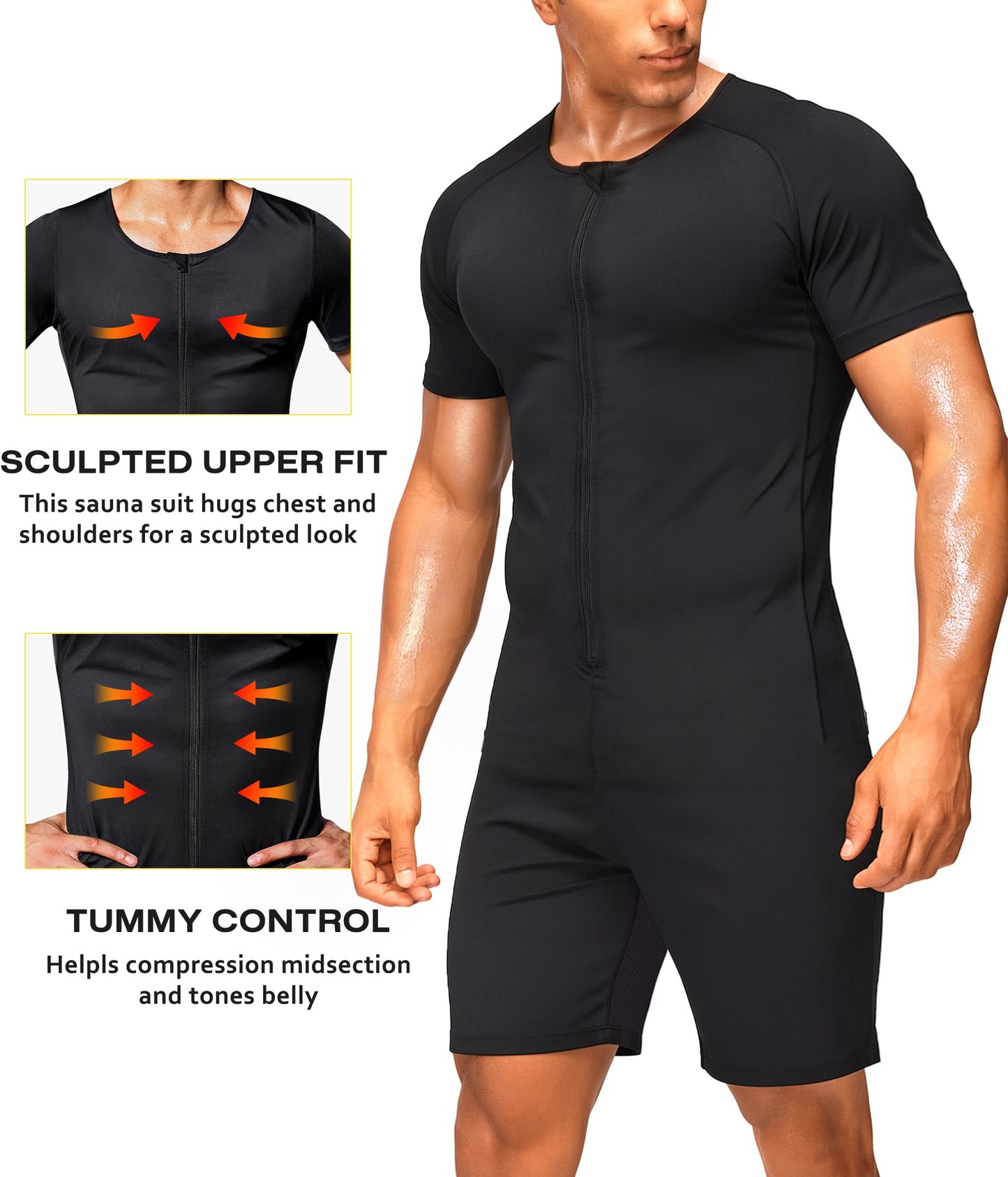 Junlan Sauna Suit for Men Full Body Waist Trainer Sauna Shirt for Working Out(Blue,X-Large)