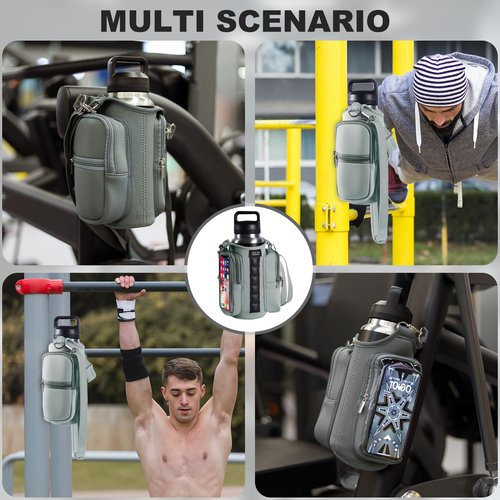 Magnetic Gym Bags for Men & Women with Adjustable Strap,Magnetic Bag Company Water Bottle Holder for Travel, Work,Sports,Water Bottle Sling Bag with Pocket (Gray)