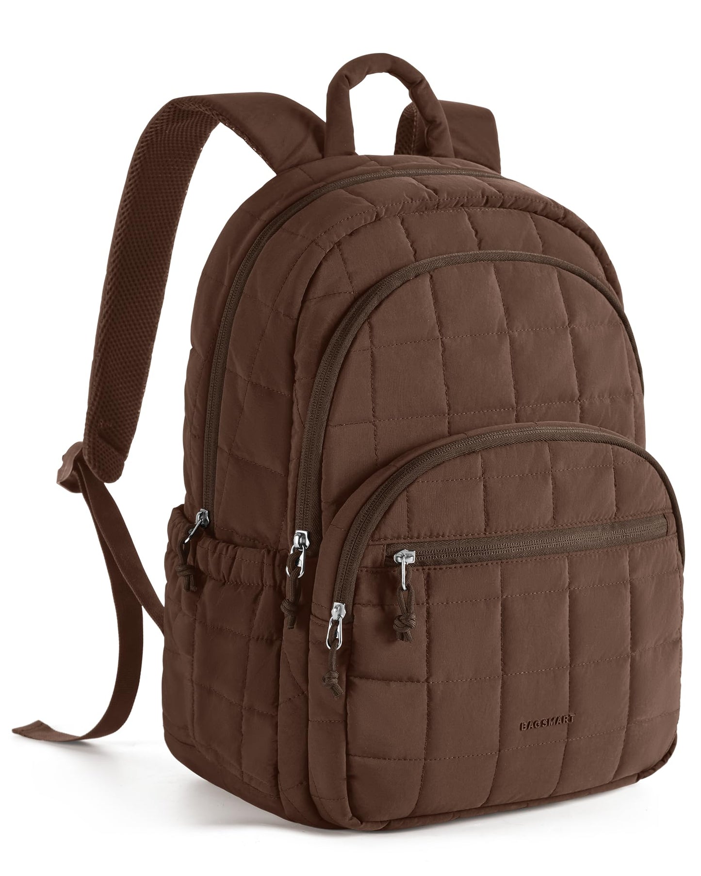 BAGSMART College Laptop Backpack, Travel Backpack for Women, Quilted Casual Daypack, Water-Resistant Bookbag for 15.6 Inch Laptop, Chocolate