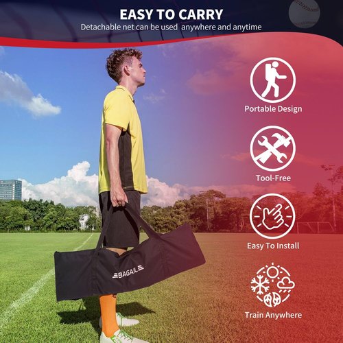 BAGAIL 7x7 ft Baseball & Softball Practice Net with Bow Frame for Batting, Hitting, Pitching, Portable Throwing Net with Strike Zone, Carry Bag, Softball Training Aid for All Levels