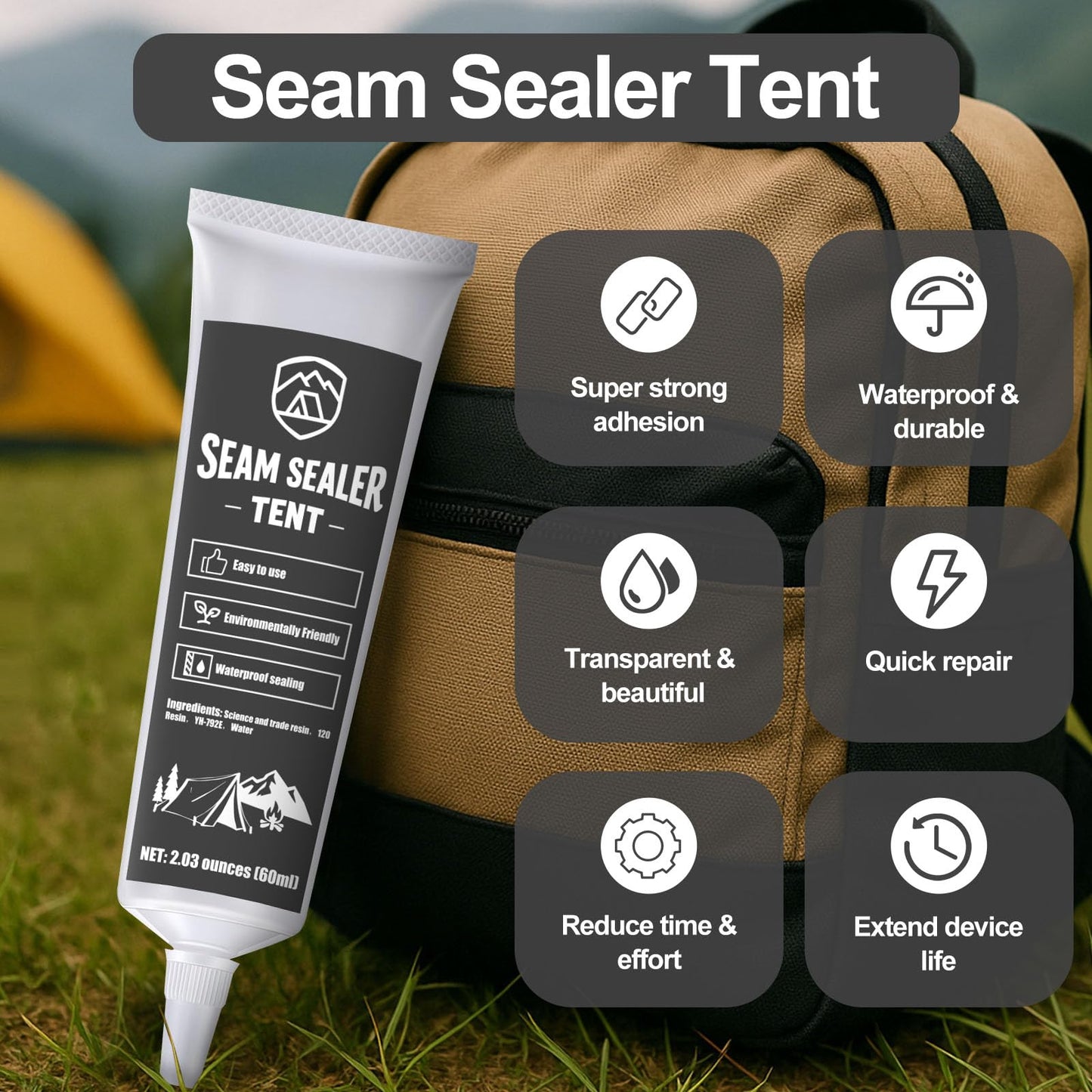 1DFAUL 120ml Tent Seam Sealer Waterproof, Seam Sealer Tent Sealant Repair