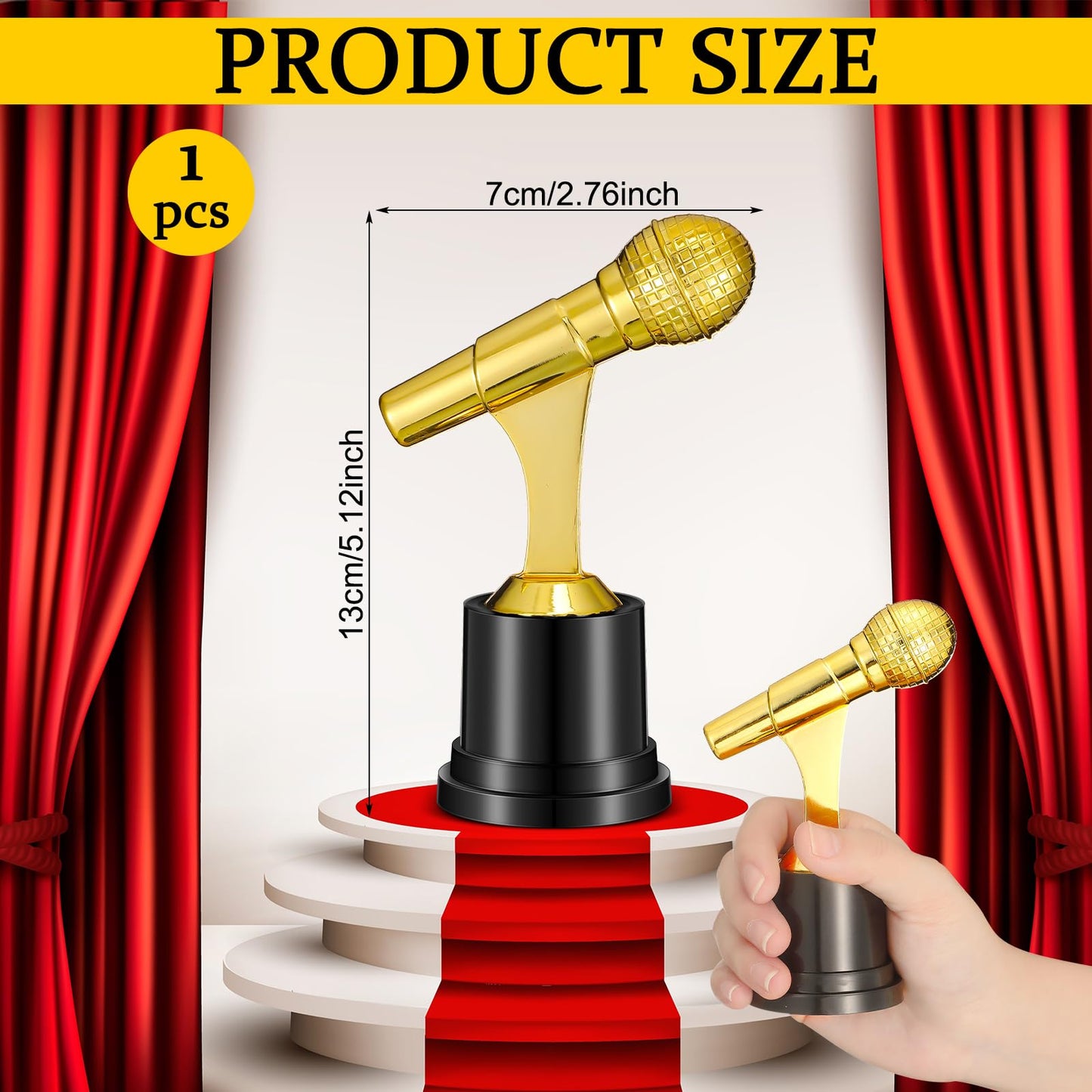 Tondiamo Small Trophy Celebrate The Top Award 6 Inch Tall Plastic MVP Funny Game Small Trophy and Awards for Employees Boss Custom Competition Gifts(Microphone)