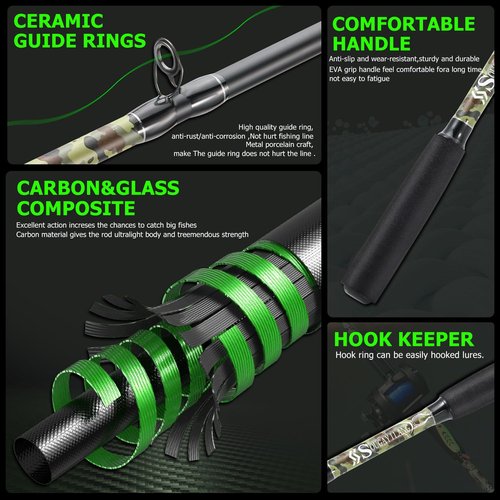 Sougayilang Fishing Rod Combo with Conventional Reel, Medium Heavy for Catfish Salmon and Steelhead Saltwater Fishing (7'6", Right)