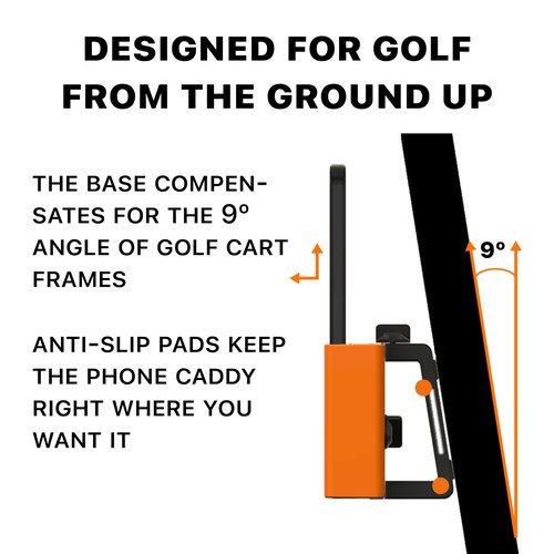 Desert Fox Golf Phone Caddy + Cigar Holder – Adjustable Golf Cart Phone Mount with Secure Cigar Clip – Hands-Free GPS & Golf App Access – Fits All Phones & Cigars (Black)