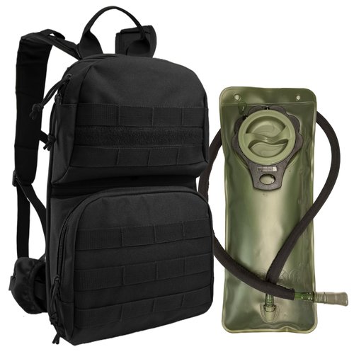 Hannibal Tactical Hydration Pack, 10L Water Backpack with 2.5L Water Bladder, MOLLE System for Outdoor Hiking, Biking, Running, Black