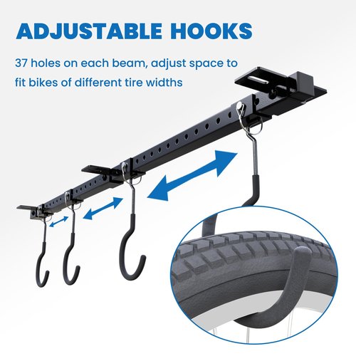 LXVOOEE Bike Ceiling Mount for Garage with 8Pcs Adjustable Rubber Coated Bike Hooks, Ceiling Bike Hangers for Garage Bike Rack Indoor Bicyle Storage Rack, Holds Up to 704lbs for 4-8 Bikes