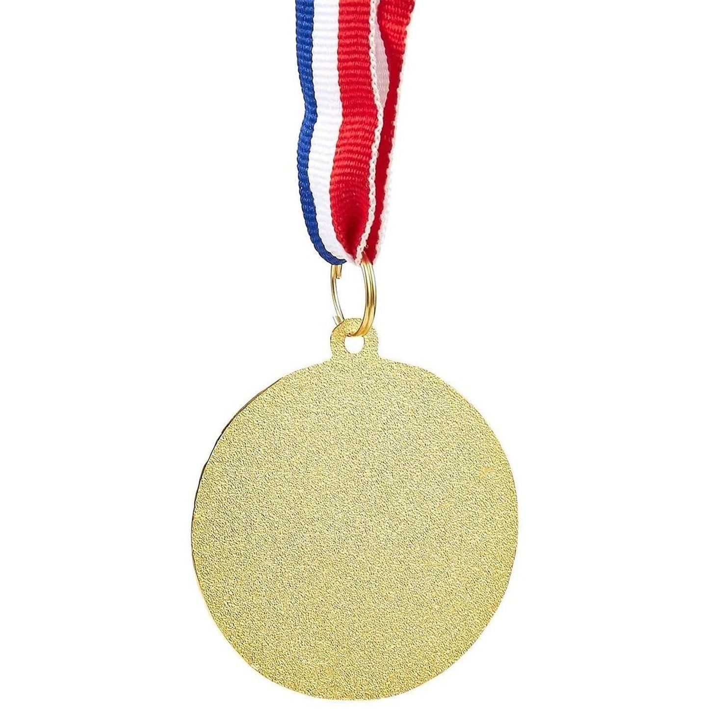 Juvale Soccer Medals - 12-Pack, 2-Inch Gold Zinc Alloy with 15.5-Inch Red, White & Blue Ribbons - Soccer Party Favors, Trophy Award - 1st Place Medals