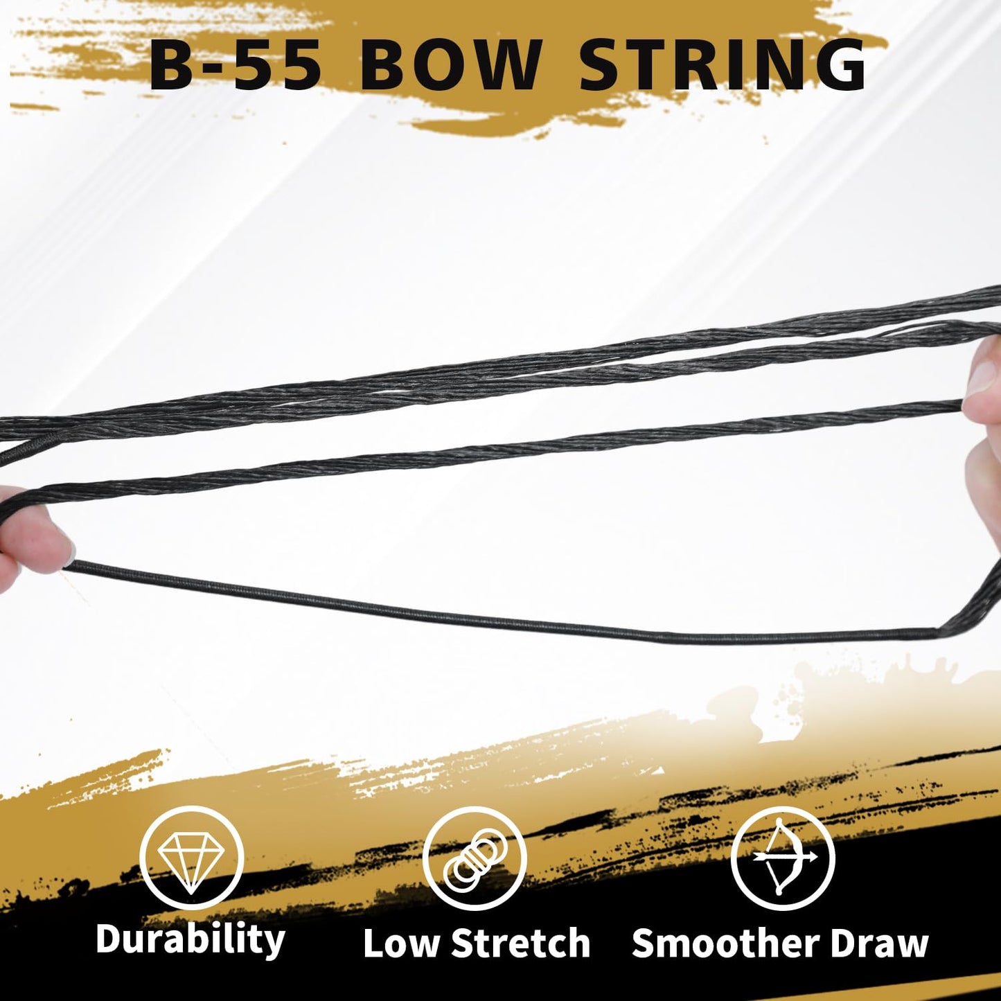 LWANO B55 Bow String,Replacement for Archery Recurve Traditional & Longbow Bowstring,12/14/16 Strands 48-70in,2 Brass Nocks Included (14 Strands (Recommended up to 50 lb), AMO 60"(Actual Length 56"))