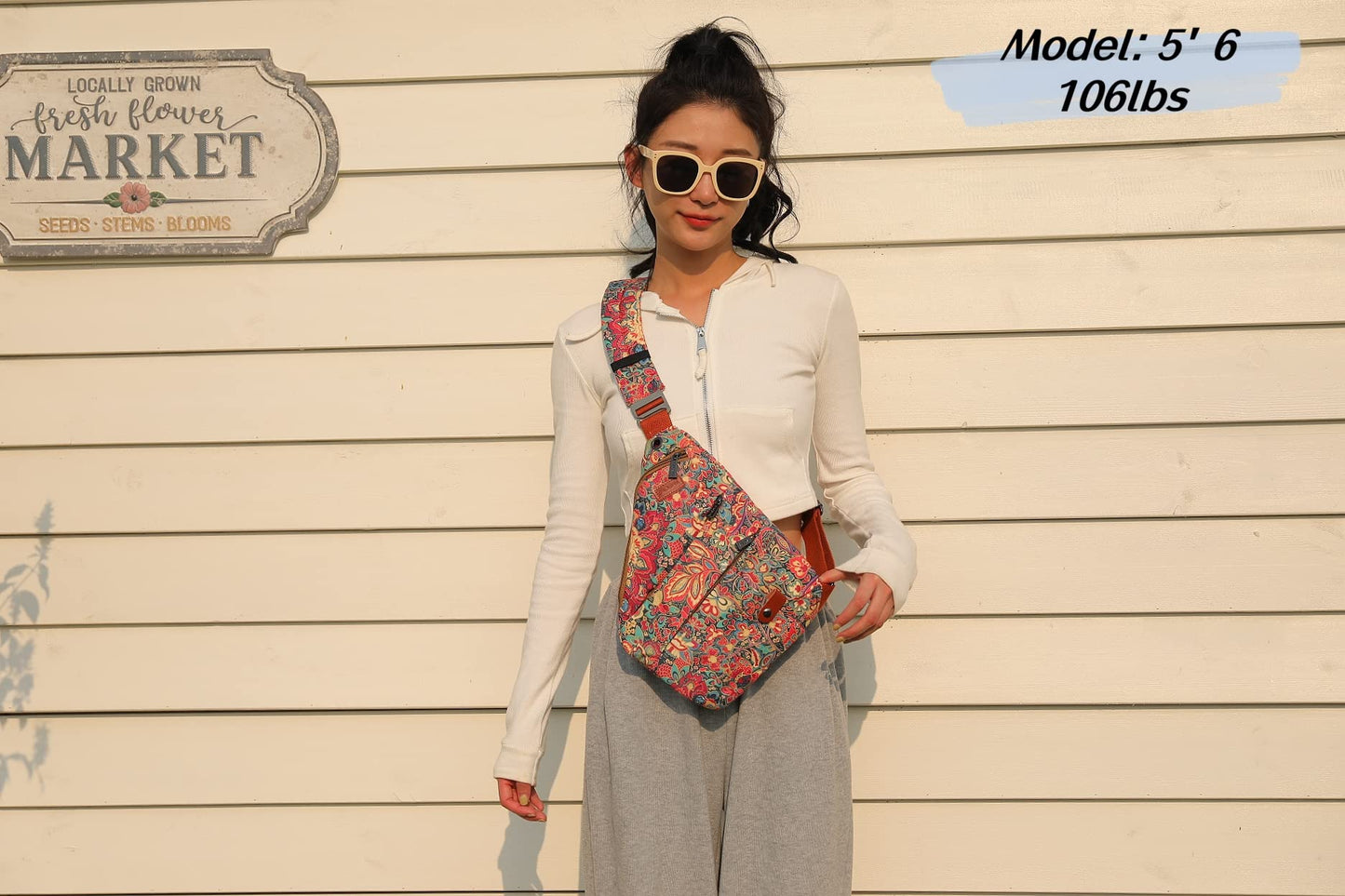 Women's Floral Small Sling Bag Anti Theft Travel purse Bag Crossbody Chest Shoulder Bag XB-16 (HS)