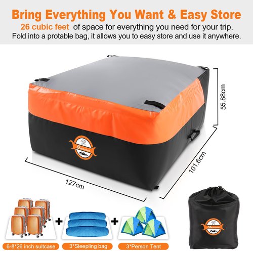 Sailnovo Truck Bed Cargo Bag, 26 Cubic ft 100% Waterproof Cargo Bag for Truck Bed, Heavy Duty PVC Truck Cargo Bag Fits Any Truck Size with 4 Stretch Cord, Packing Bag (50''x40''x22'')