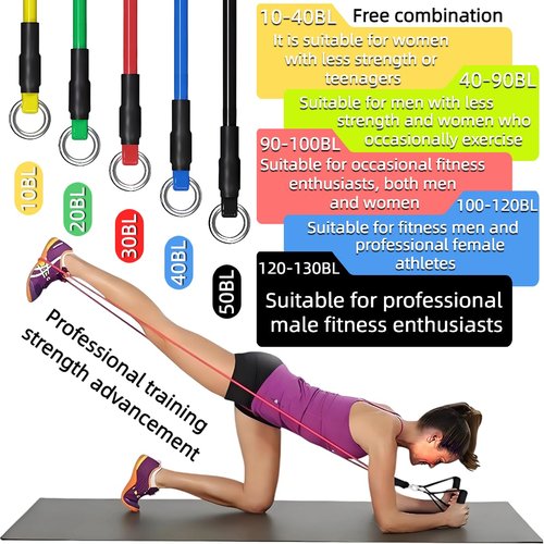 Exercise Bands Resistance Bands Set,Resistance Bands for Physical Therapy,Exercise Bands with Handles,Workout Bands Resistance for Women & Men(150 LBS)
