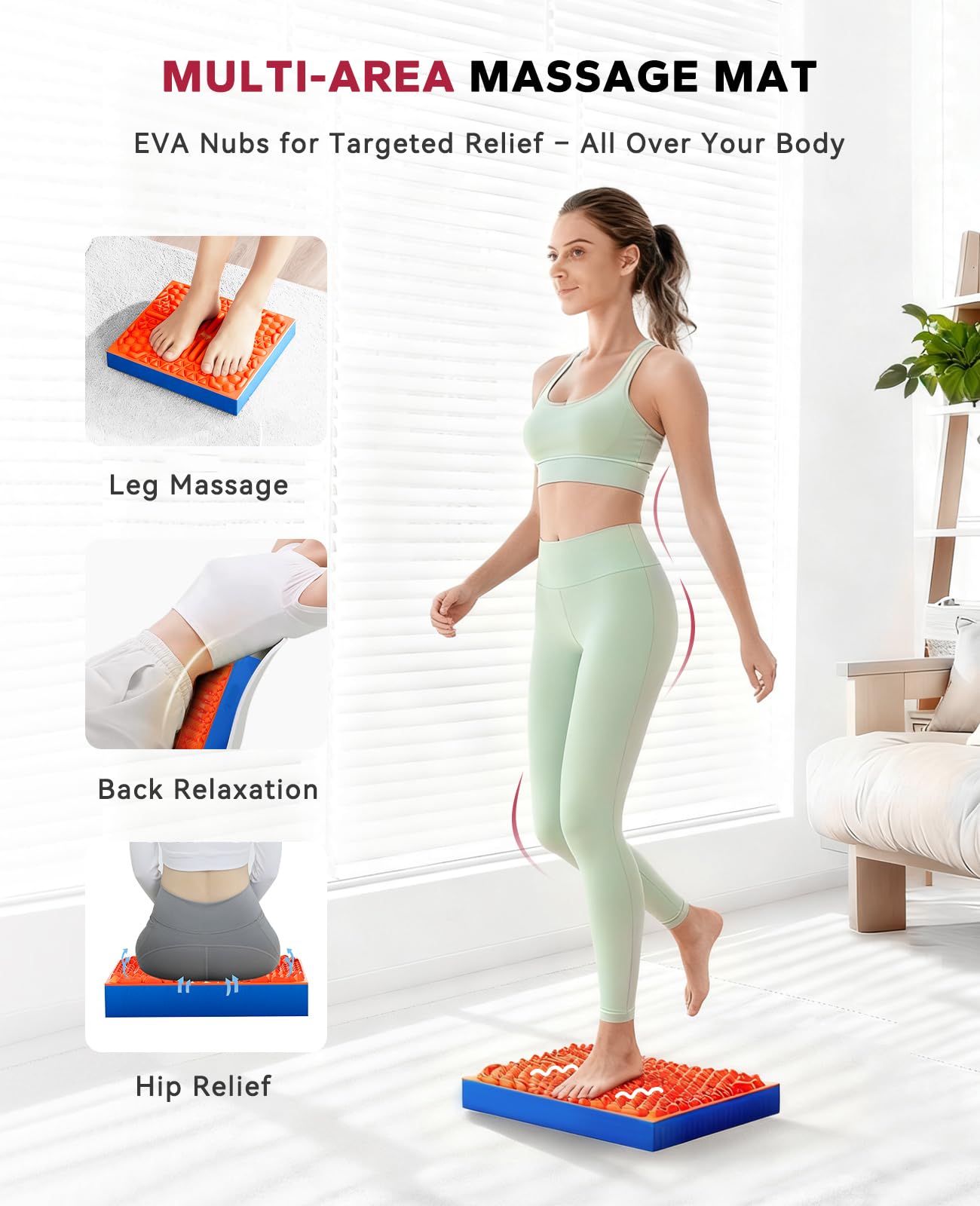 HAPBEAR Exercise Balance Pad - 15"x12" Non-Slip Textured Foam Pad with 2-in-1 Stability, 2.2" Thick TPE & EVA with Soft Cushioning for Adults, Physical Therapy Core Training - Blue