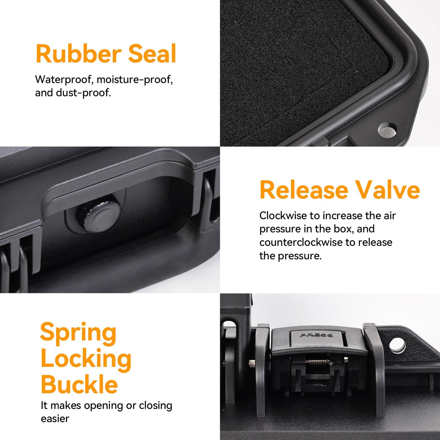INCHOICASES Hard Storage Case for Pistol, Gun and More with DIY Customizable Pre-cut Foam, Travel Safe Case for Outdoor&Indoor Use, IP67 Waterproof